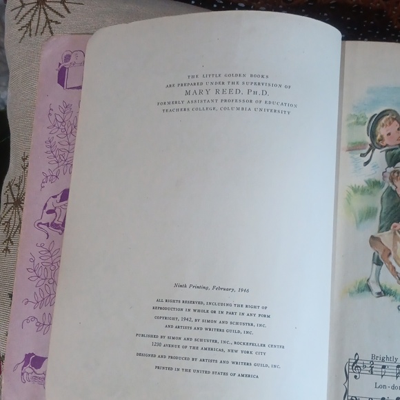 Nursery Songs A LITTLE GOLDEN BOOK 9TH Edition February 1946 - Picture 6 of 8